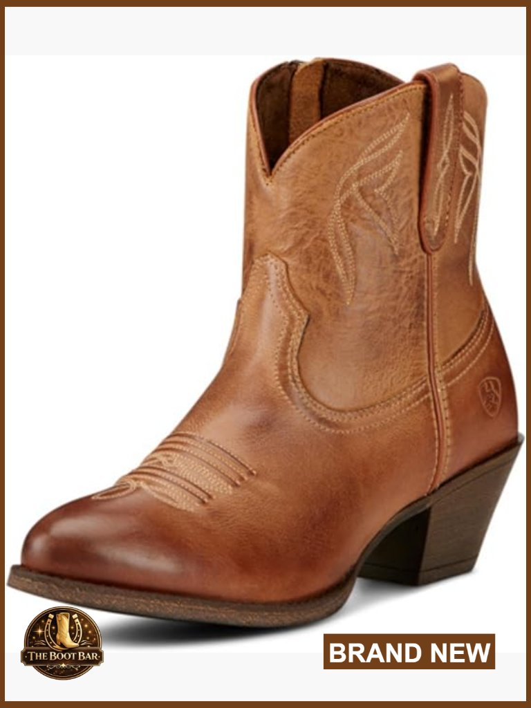 Women's Western Boots Mid-Calf Block Heel Leather Embroidered Zip Closure Water